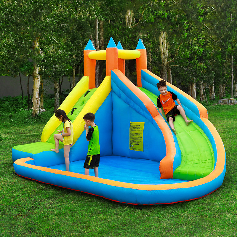 Castillo inflable Doctor Dolphin para interiores y exteriores, tobogán inflable pequeño para niños, trampolín, castillo con rociador de agua, inflable antideslizante