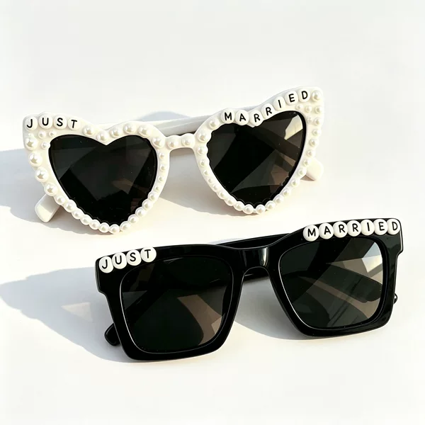 Cross-Border European and American Birthday Party Glasses with Pearls and English Letters, Pink Heart Sunglasses for Girls, Wholesale