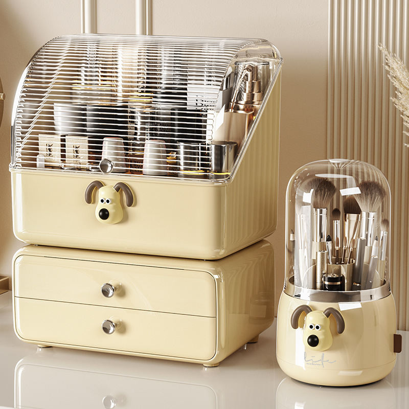 Desktop Cosmetics Storage Box Dressing Table Dust-proof Cream Wind Skin Care Lipstick With Cover Table Storage Rack