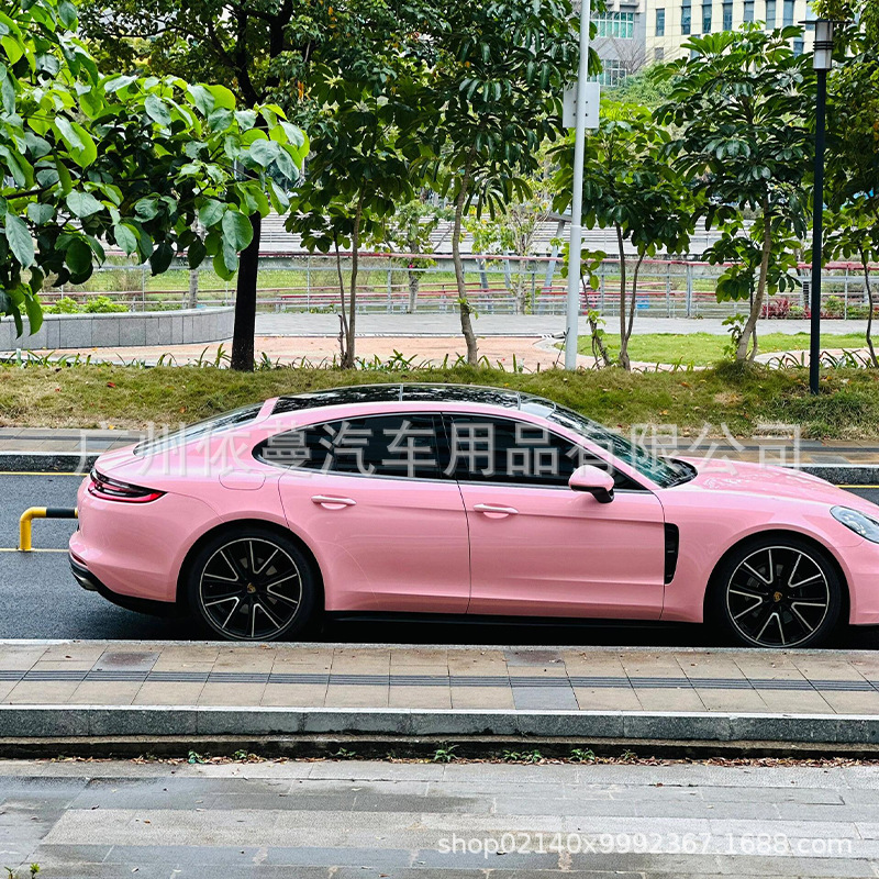 Factory Direct Sales Car Color Change Film Self-Adhesive Pet Ultra-Bright Crystal Blush Pink Motorcycle Modification Full Body Wrap Film