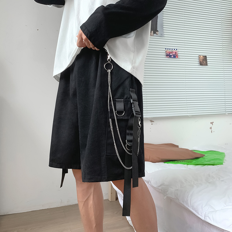 Japanese-Style Work Shorts for Men, Summer Loose Straight-Leg Heavy-Duty Chain 2026 New Ins Trendy Pants, Five-Point Shorts