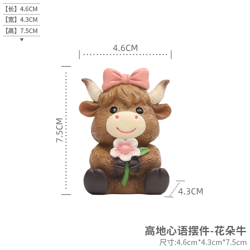Comercio exterior transfronterizo Highland Niu Dibujos animados Jardinería de resina Decoración de paisaje Decoración de jardín Escenografía Scottish Vaca