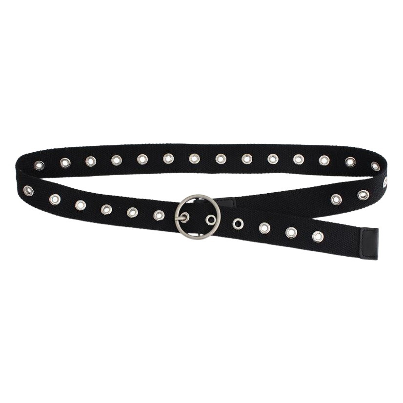 Cinturón de lona ancho de agujero de aire completo de las mujeres ins Estilo negro personalidad Hipster pantalones decorativos cinturón hombres todos-Match 3 estilos