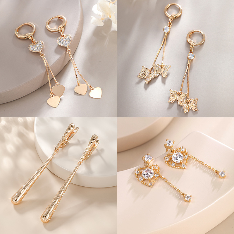 Pendientes asimétricos largos de borla – estilo coreano retro, joyería elegante para mujer