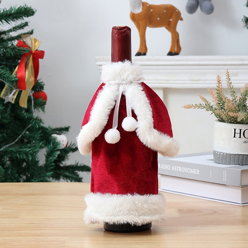 新しいクリスマス装飾用品ゴールドベルベット赤ワインボトルカバークリエイティブドレス赤ワインカバーホームテーブル装飾|undefined