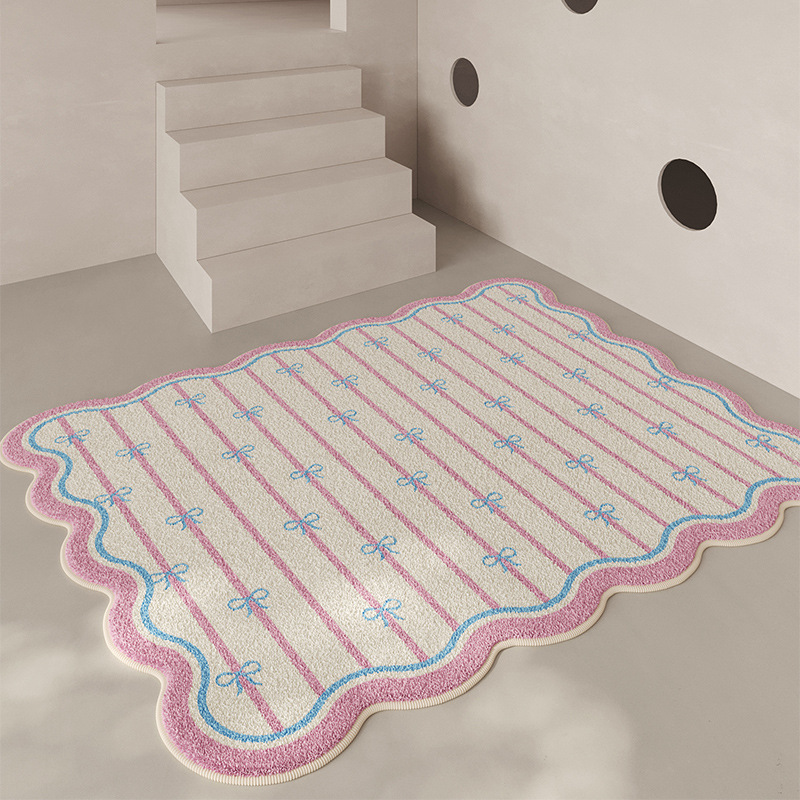 Cross-Border Pink Imitation Cashmere Carpet Princess Room Living Room Bedroom Special Carpet Water-Absorbent Non-Slip Bathroom Floor Mat Dropshipping