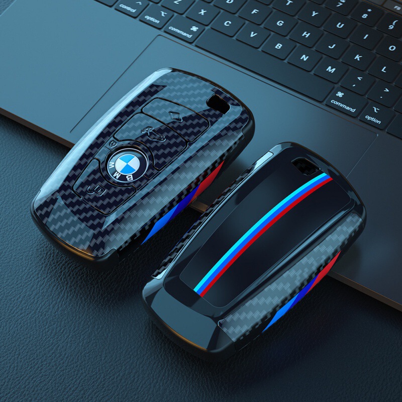 Suitable for BMW 3 Series Sports key case 5 series carbon fiber pattern key case x1x5x6 contrast color New Shell buckle M3M5