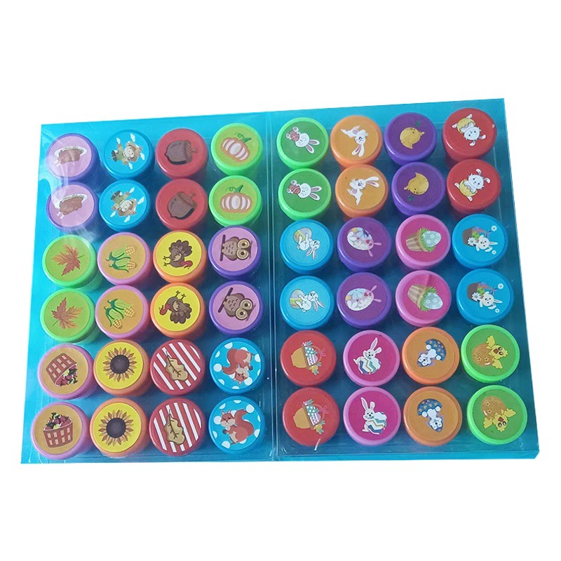 Sello de Pascua para niños juguete cilíndrico de dibujos animados sello creativo sello de recompensa del maestro sello de estímulo de jardín de infantes