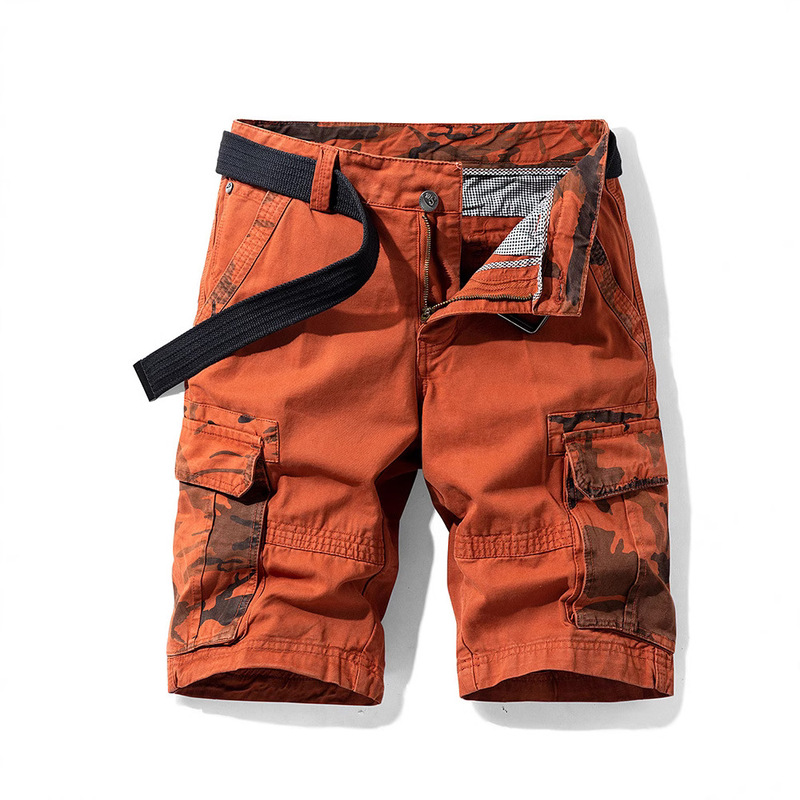 Summer Men's New Pattern Washed Cargo Shorts Outdoor Casual Loose Cross-Border Exclusive for Amazon