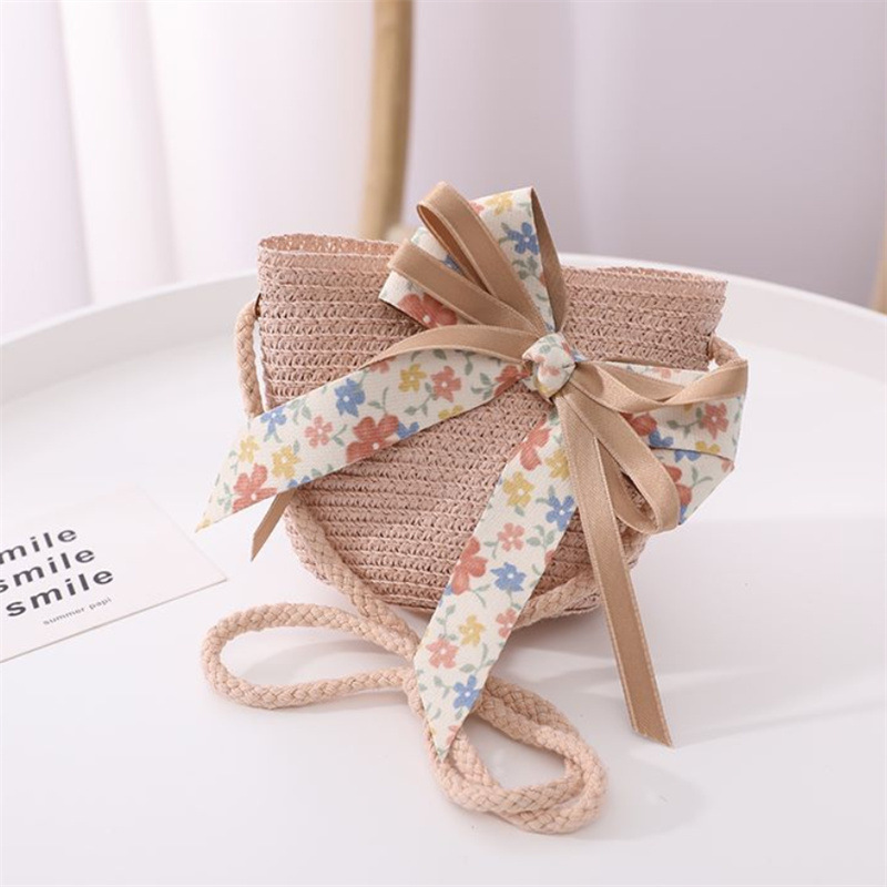Summer Season Girl's Sweet Bow Knot Jacquard Straw Hat