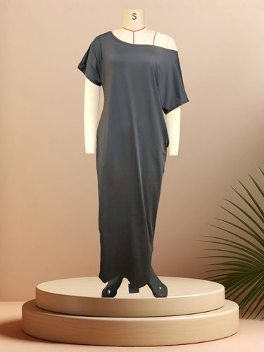 2025 Best-Selling Independent Website: European & American Style Summer New Arrival Women's Solid-Color Short-Sleeve Long Casual Dress
