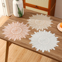 亚马逊跨境圆形PVC餐垫创意羽毛咖啡隔热垫高级感轻奢餐厅隔热