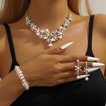 中东爆款简约时尚项链耳环流行项链二件套装结婚新娘饰品婚纱配饰