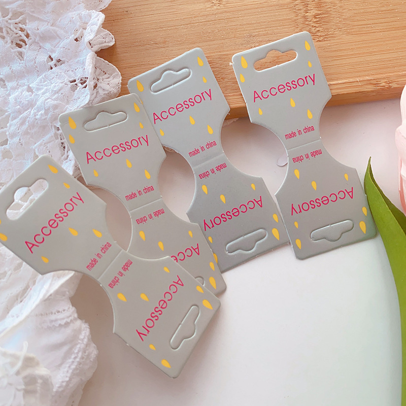 现货批发卡通皮筋头饰包装卡纸项链手链对折卡可爱风饰品厂家直供