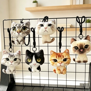 仿真抽象大头猫咪毛绒玩偶挂件猫公仔靠枕搞怪趣味钥匙扣女生礼物