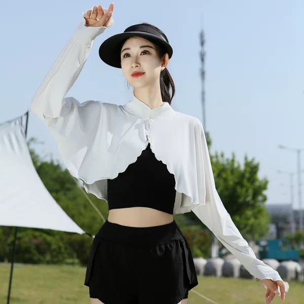 stand collar sunscreen shawl women's thin sunshade UV protection cycling driving outdoor long sleeve sunscreen short cardigan