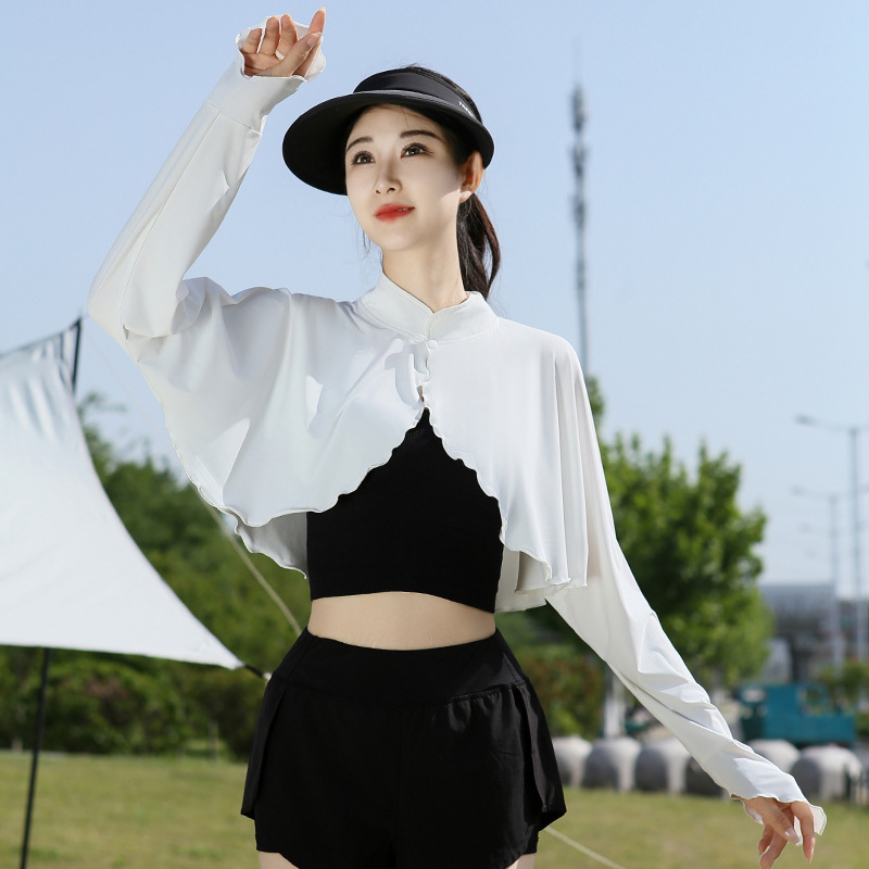 stand collar sunscreen shawl women's thin sunshade UV protection cycling driving outdoor long sleeve sunscreen short cardigan