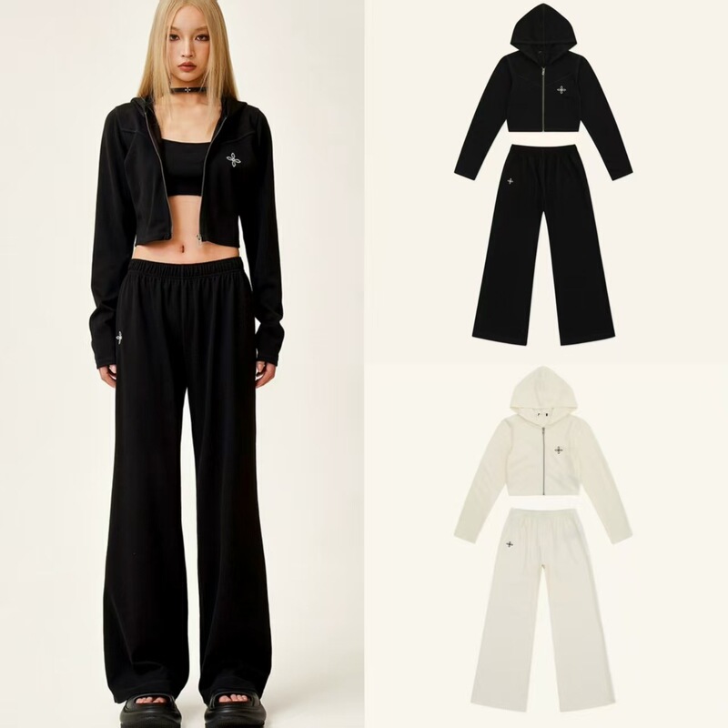 Wandering Morning Jogging Set Casual Slim Fit Hoodie + Long Pants Two-Piece Set Wandering Morning Jogging Set Casual Slim Fit Hoodie + Long Pants Two-Piece Set