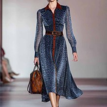 2025欧美跨境亚马逊独立站SHEIN优雅职业春秋长袖豹纹连衣裙爆款