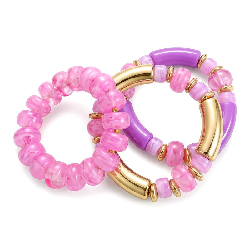 Cross-border carefully selected colorful acrylic chunky bamboo tube elastic beaded bracelet, bohemian style cute and fashionable bracelet Cross-border carefully selected colorful acrylic chunky bamboo tube elastic beaded bracelet, bohemian style cute and fashionable bracelet