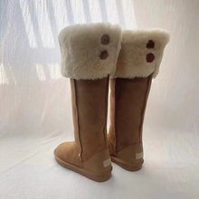 周冬雨同款雪地靴女2022新款高筒靴羊羔毛皮一體過膝靴加絨棉長靴