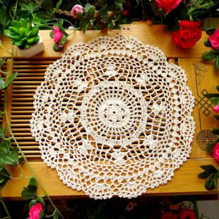 Pure cotton lace handmade crochet crocheted hollow woven European-style decorative round table mat decorative cover towel