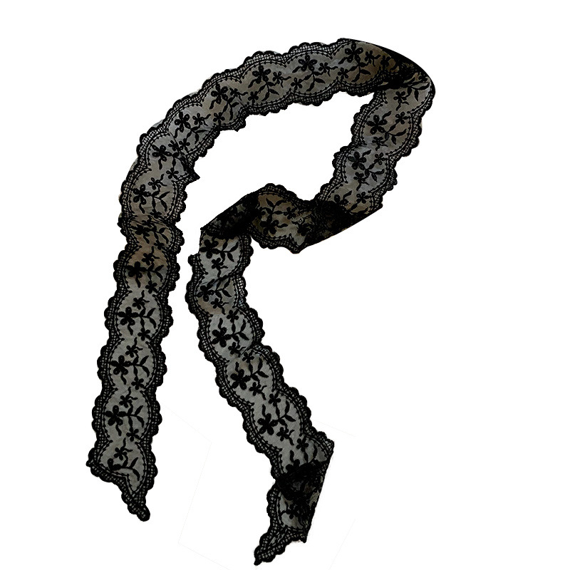 Pañuelo de seda de encaje, sensación de alta calidad, nuevo bolso atado, cinta larga, decoración de cinta, bufanda pequeña, turbante multiusos, cinturón de cinta para el cabello