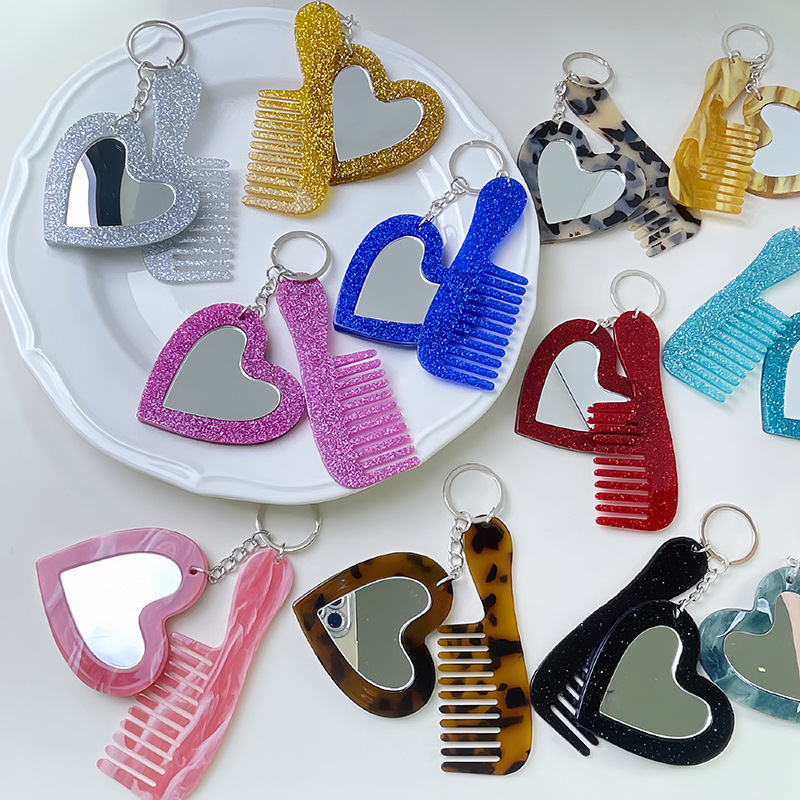 新しい小さな新鮮なインスタイルグリッタースパンコール愛化粧鏡キーホルダーペンダント diy バッグペンダントアクセサリー|undefined