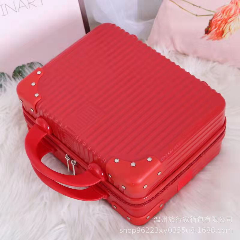 Macaron bolsa de almacenamiento de maleta vintage al por mayor pequeña caja cosmética equipaje de esquina de 14 pulgadas mini equipaje