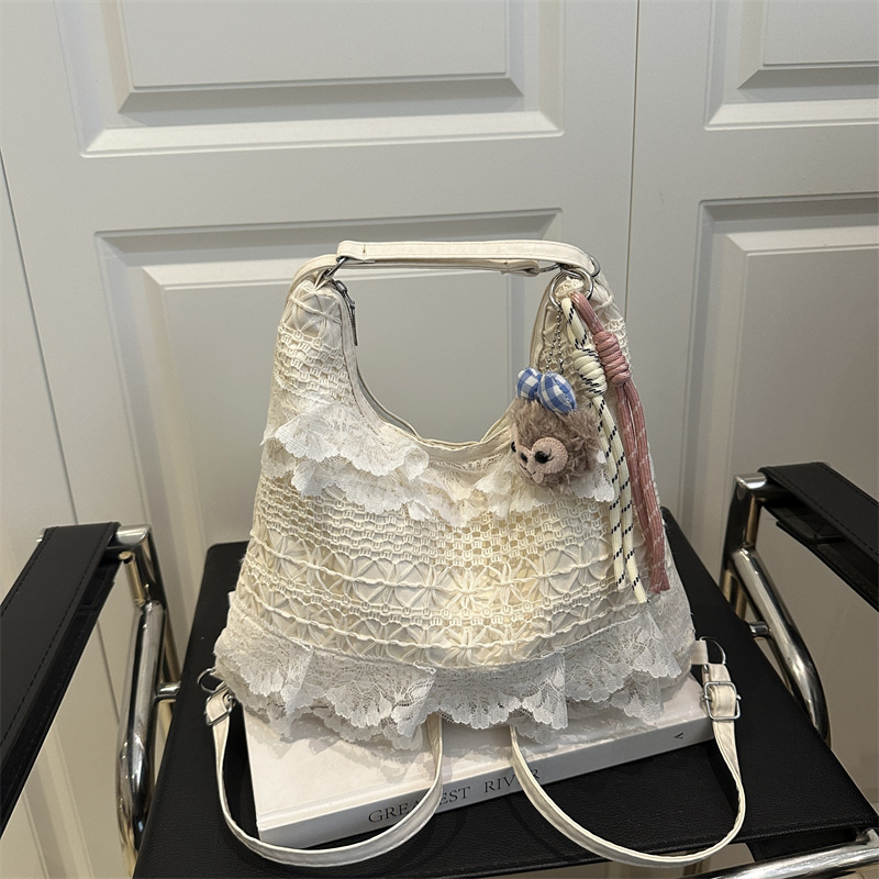 2025 moda Japón y Corea del Sur nuevo estilo bolso Tote verano ocio vacaciones hada encaje malla axila bolso de hombro bolso femenino