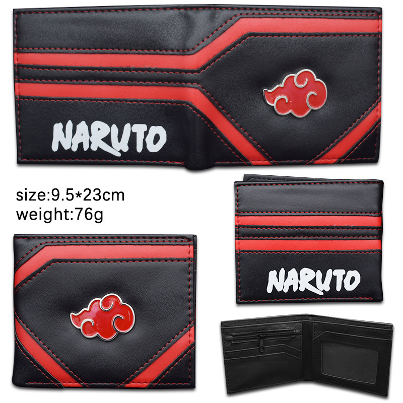 Naruto periferia billetera, Naruto Sasuke, cuatro generaciones de billetera roja, billetera corta, monedero de cambio de piel PU.