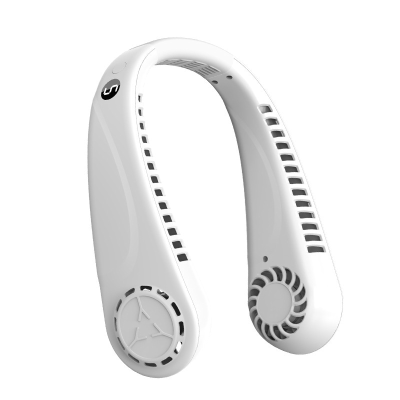 Nuevo comercio exterior de cinco velocidades de ventilador de cuello de visualización digital estudiantes deportes al aire libre portátiles USB mini ventilador de cuello pequeño