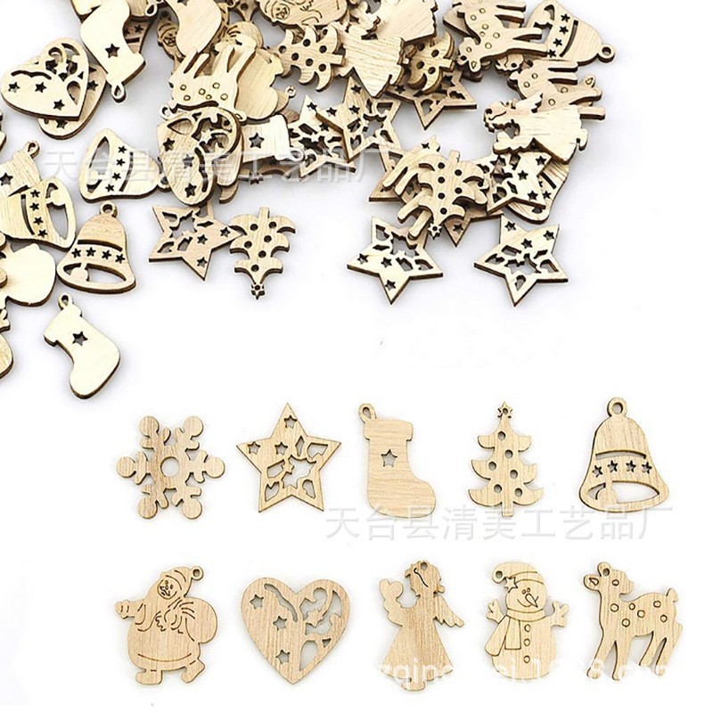 Una variedad de Navidad vacaciones colgantes decorativos colgantes naturales creativos accesorios MADERA MIXTA 50 piezas un paquete