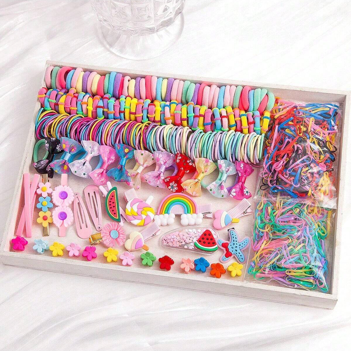 Tocado de los niños horquilla combinación traje caja de regalo banda de pelo del bebé chica clip lateral accesorios para el cabello chica princesa cuerda de pelo