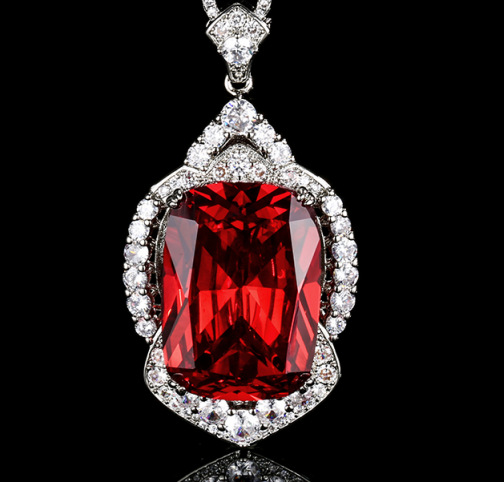 2024 nuevo estilo Zhuang Shengsheng joyería fondo de cobre chapado en oro moda imitación de color tesoro diamante colgante de lujo collar piedra 20*28