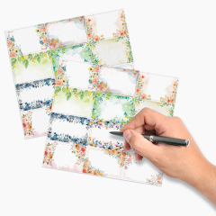 120張/包花卉手寫貼自製空白姓名貼廚房冰箱提醒食物存儲標記貼紙