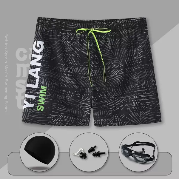 Swimming Trunks Men's Anti-Embarrassment Large Size Boxer Men's Swimsuit Professional Quick-Drying Hot Spring Pants Swimming Trunks Swimming Equipment Set