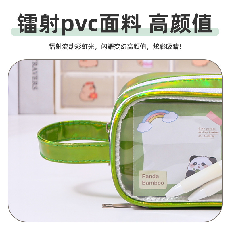 Inns japoneses simples transparentes de alto valor facial bolsas de lápiz de nicho de gran capacidad de papelería almacenamiento caja de lápiz personalizada