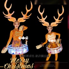圣诞节灵鹿发光套装gogo夜店ds酒吧麋鹿头饰商演乐园巡游小垒德株