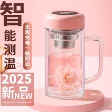 双层玻璃杯智能显温隔热防烫手少女心可爱学生迷你小巧高颜值杯子