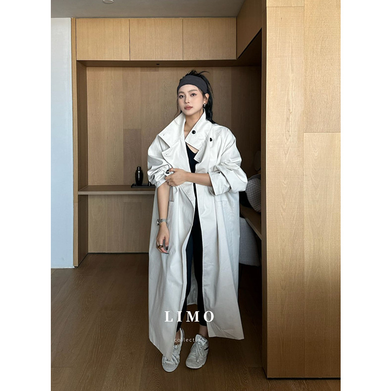 【No Returns or Exchanges】One-Button Stand Collar, High-End, Simple and Elegant Long Trench Coat, Autumn Casual Versatile Jacket for Women