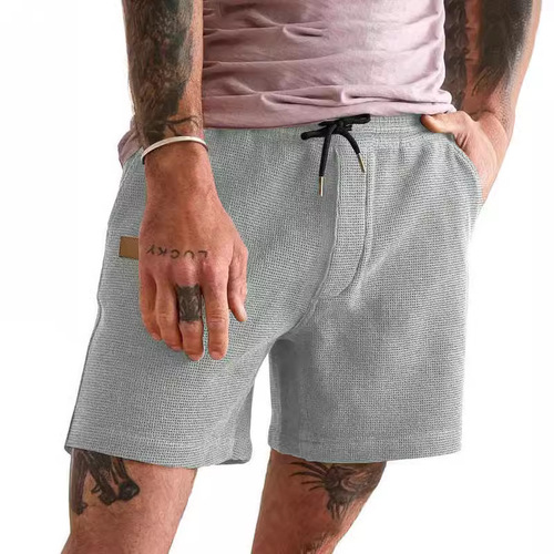 2025 Summer Amazon Men's Checked Solid Color Shorts Athletic Casual 3/4 Length Pants
