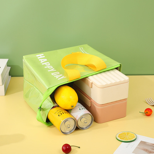 PU waterproof thickened lunch box bag solid color simple insulated lunch bag for office workers with meals, student lunch bag portable lunch bag