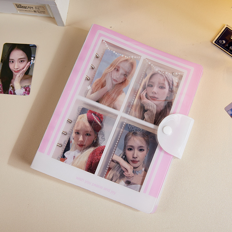 Álbum de tarjetas de ventana transparente coreano, persiguiendo estrellas, álbum de ídolos, álbum de almacenamiento de tarjetas pequeñas, álbum de fotos Polaroid de cuatro cuadrículas de 3 pulgadas