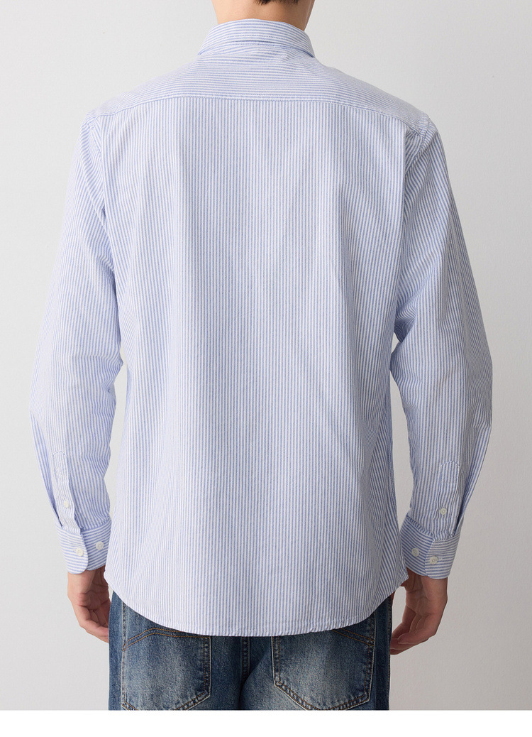 Áo sơ mi nam Oxford sọc xanh dài tay cotton — sọc xanh chi tiết 21