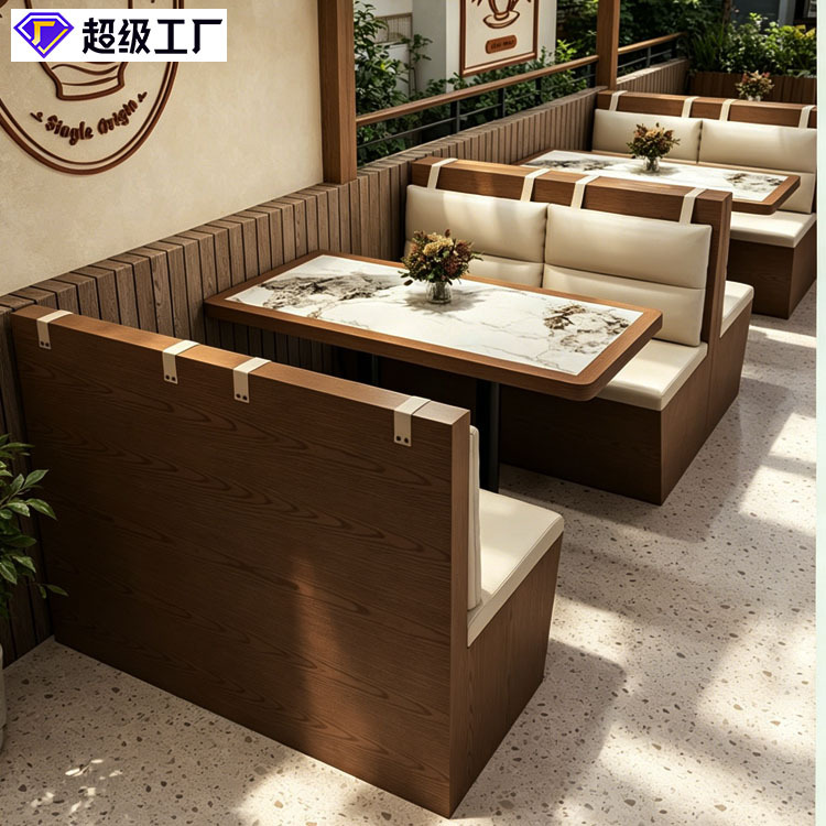 Cadenas de tiendas de restaurantes de tarjeta de asiento cafetería de comidas de comida ligera sofá mesas y sillas restaurantes comerciales de madera maciza tabla de comedor