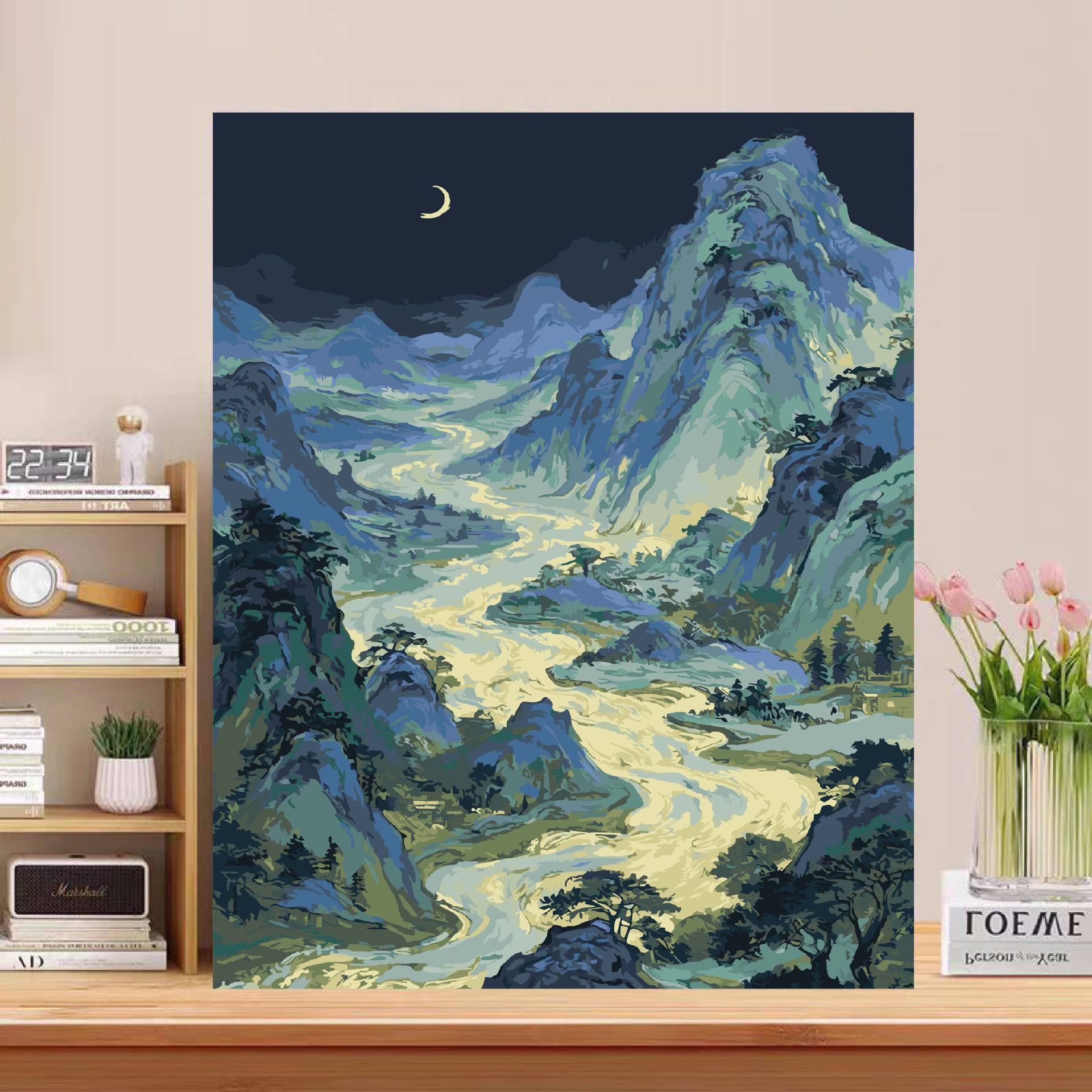 Miles de miles de paisajes antiguos pinturas al óleo digitales hechas a mano DIY relleno pintado acrílico decoración de aceite colgante regalo