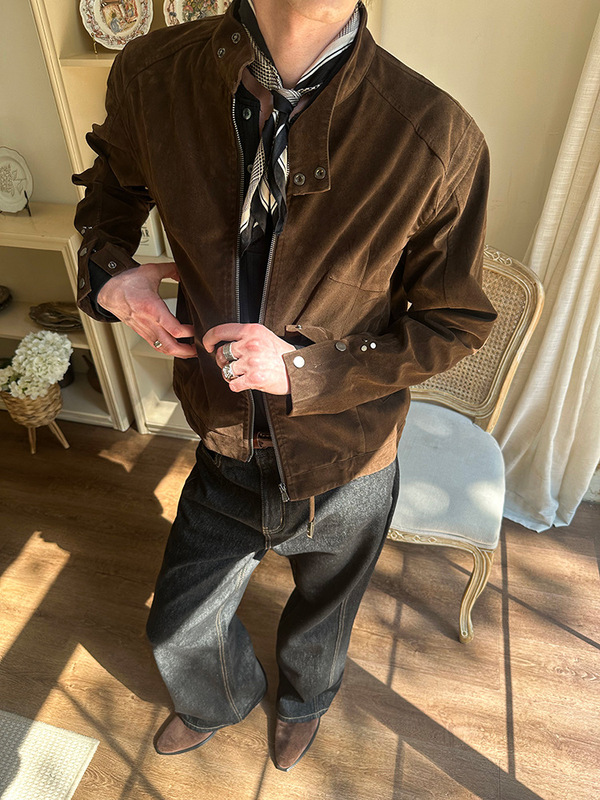 哈灵顿立领摩登年代复古工艺夹克男士宽松潮流休闲百搭外套ins潮|undefined