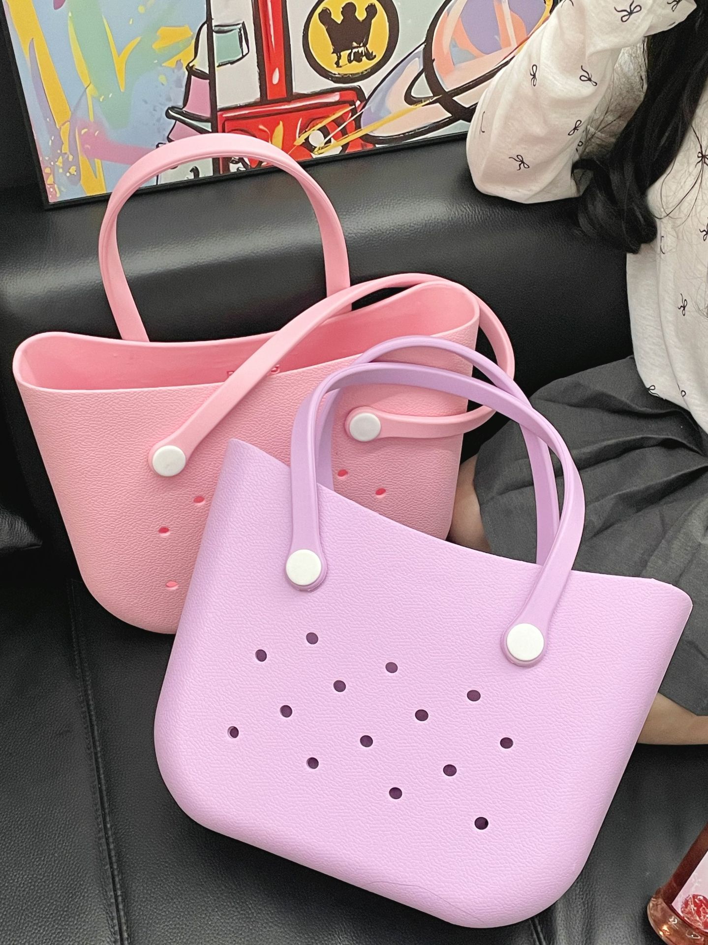 1696g Weight Open Closure Type Double Handle Strap Type Handbag Bags Type Casual, Daily Occasion EVA Material Solid Color Pattern All Seasons Season Women's Gender Streetwear Style Square Shape Women's EVA Solid Color Streetwear Square Open Handbag 7