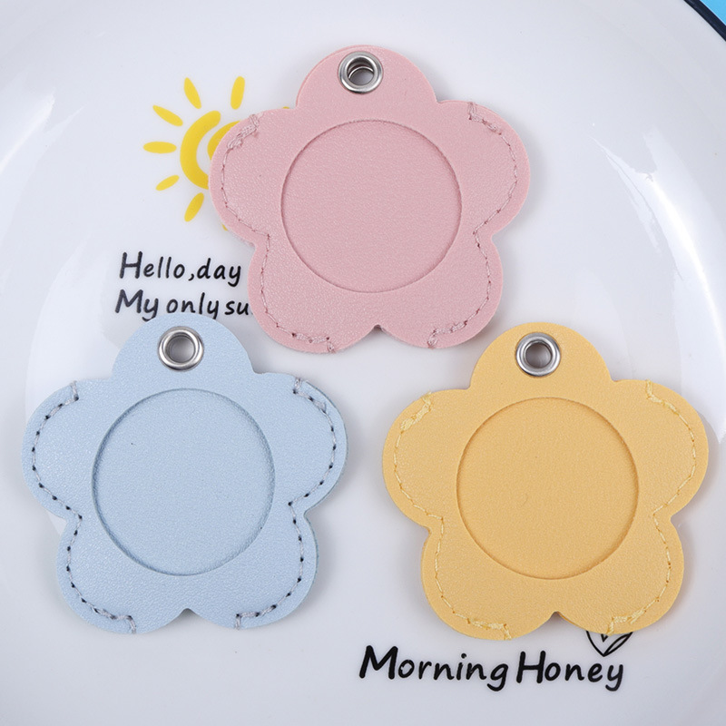 Leather Small Flower Key Case Pendant Water Drop Card Elevator Card Access Control Card Case for Electric Car Creative Key Protective Case